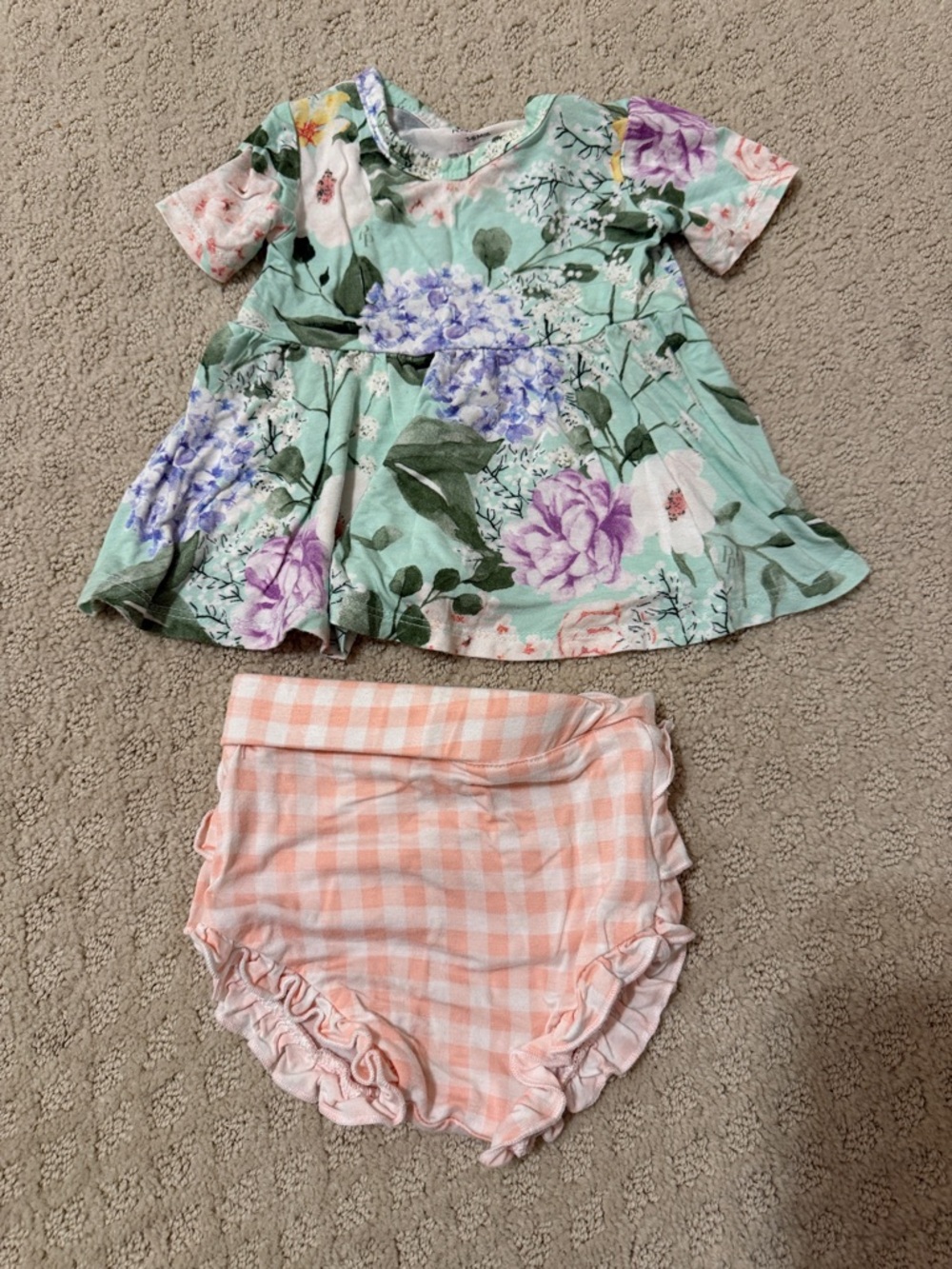 Posh Peanut Mint Floral Knit Baby Top